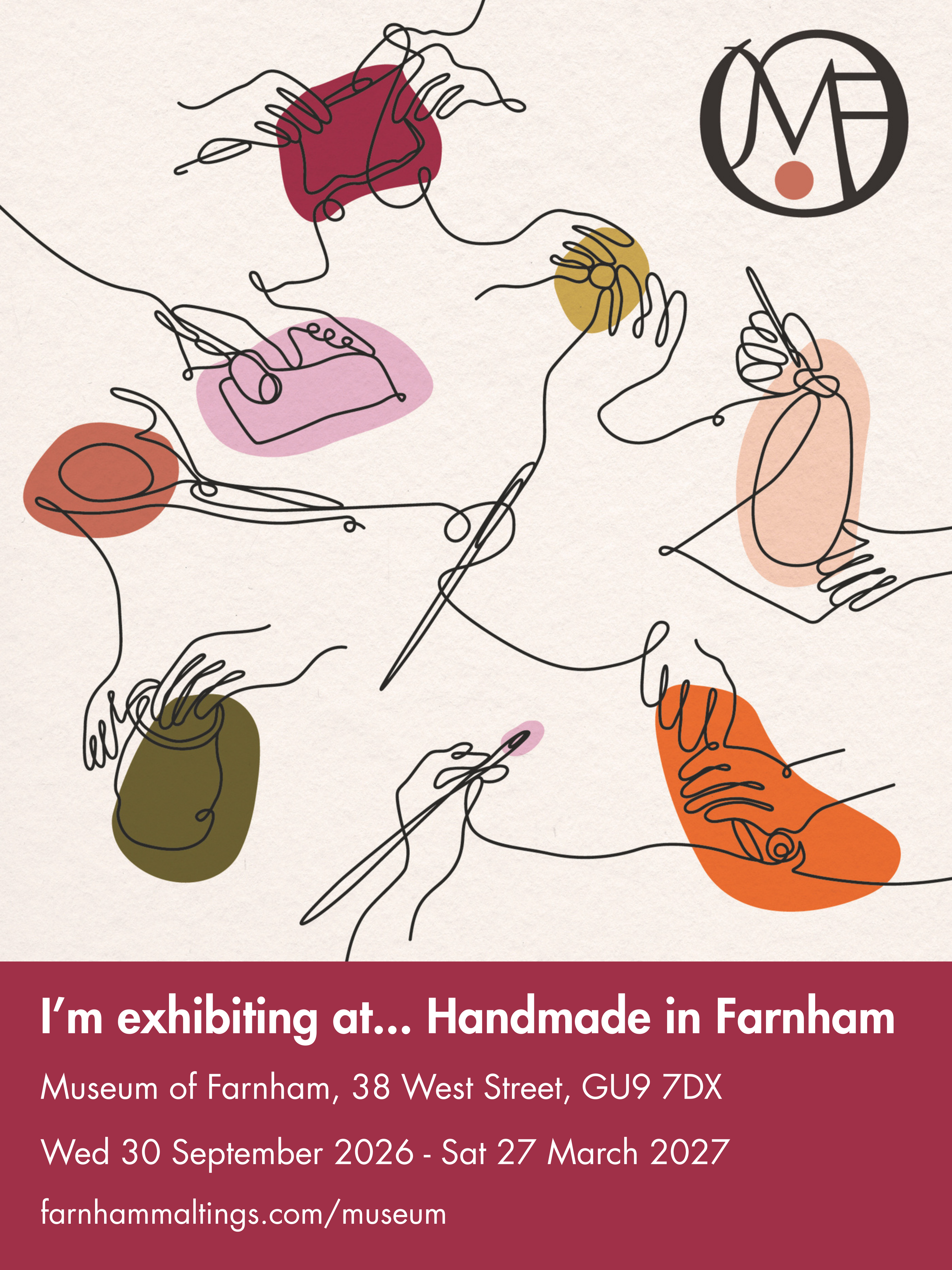 Flyer for Handmade in Farnham at the Museum of Farnham